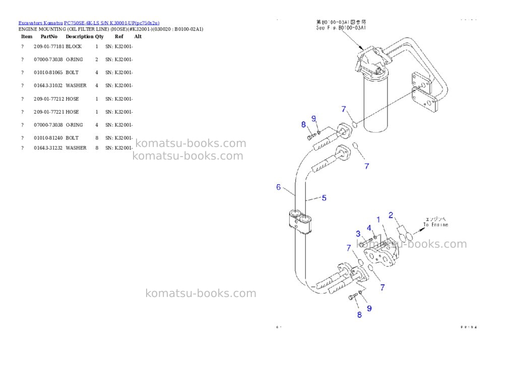 Komatsu pc750se-6k-ls s/n k30001-up Parts catalog cover Komatsu pc750se-6k-ls s/n k30001-up Parts catalog cover