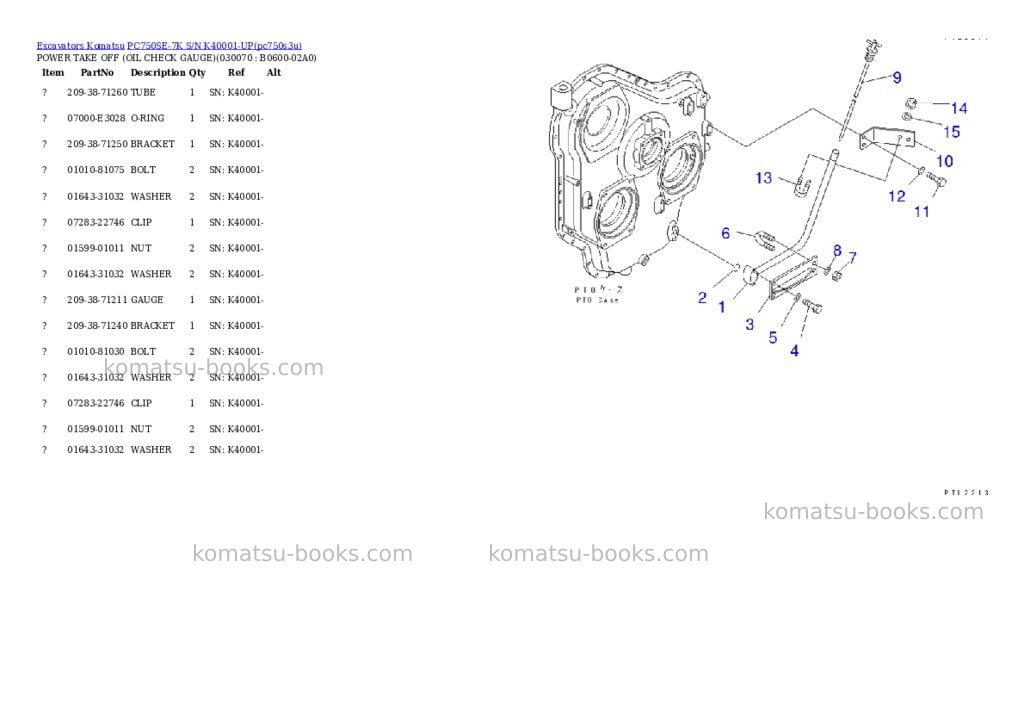 Komatsu pc750se-7k s/n k40001-up Parts catalog cover Page 6