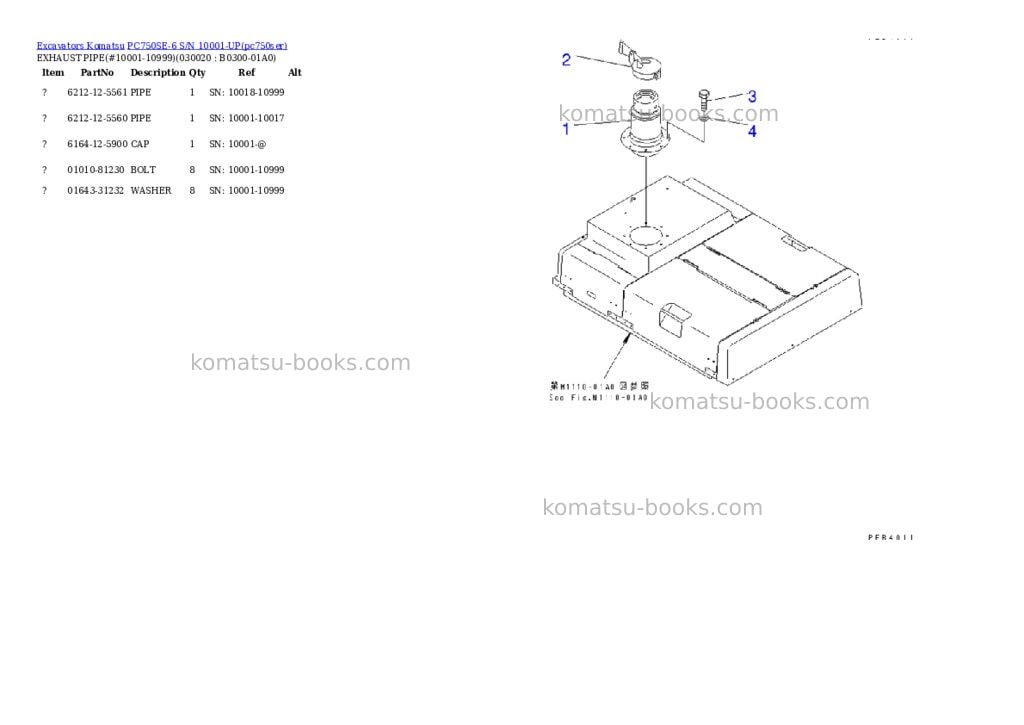 Komatsu pc750se-6 s/n 10001-up Parts catalog cover Komatsu pc750se-6 s/n 10001-up Parts catalog cover