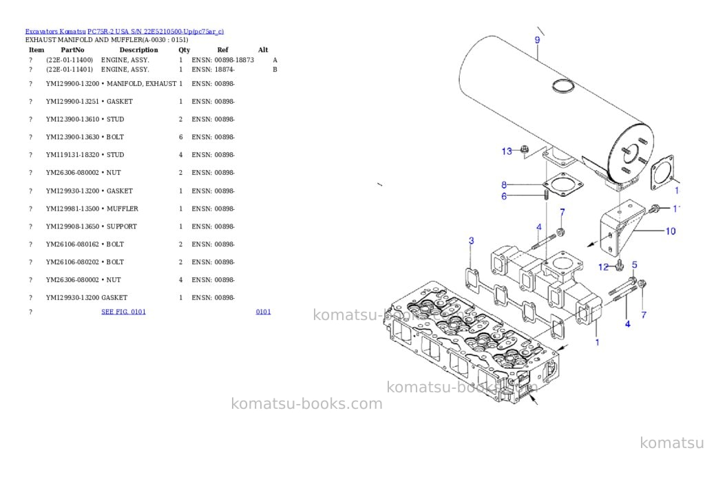 Komatsu pc75r-2 usa s/n 22e5210500-up Parts catalog cover Page 2