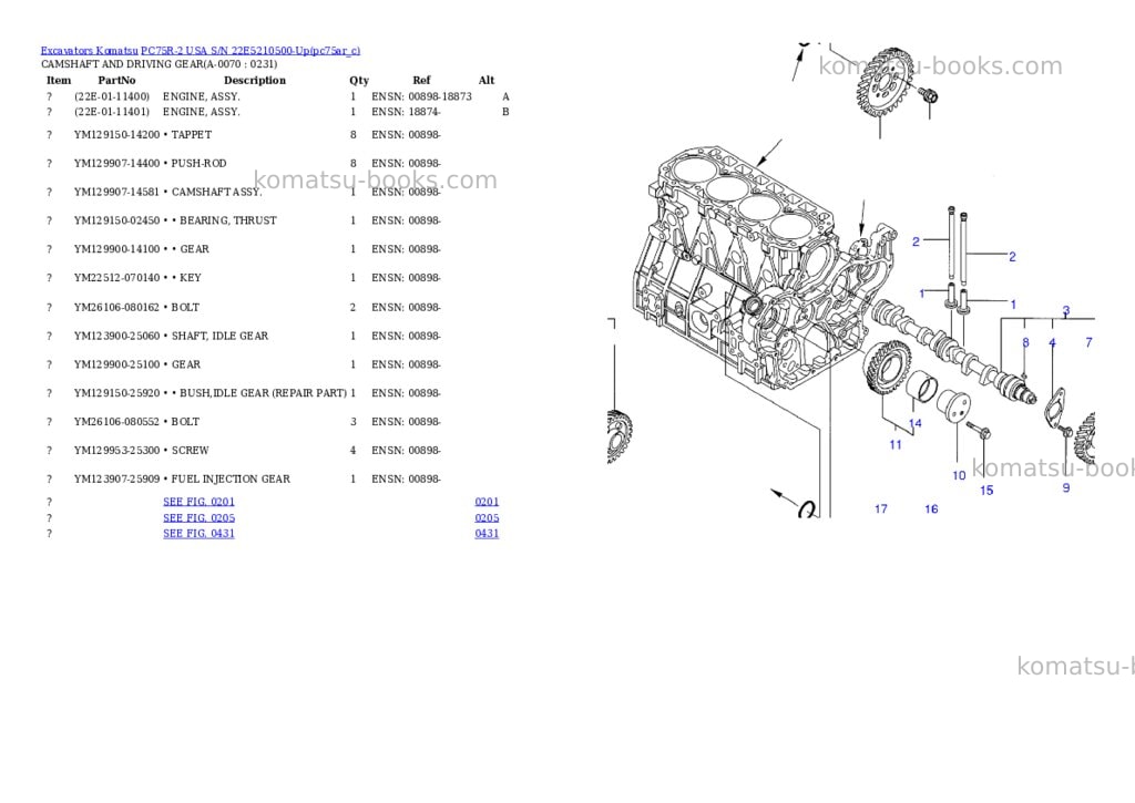 Komatsu pc75r-2 usa s/n 22e5210500-up Parts catalog cover Page 6