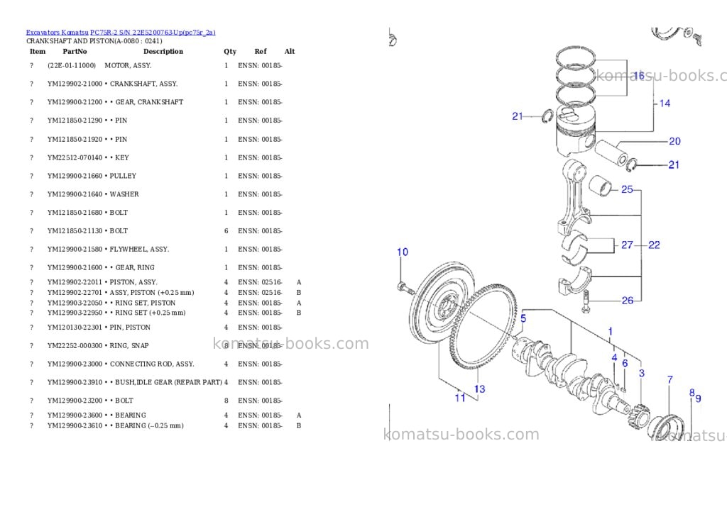 Komatsu pc75r-2 s/n 22e5200763-up Parts catalog cover Page 7 Komatsu pc75r-2 s/n 22e5200763-up Parts catalog cover Page 7