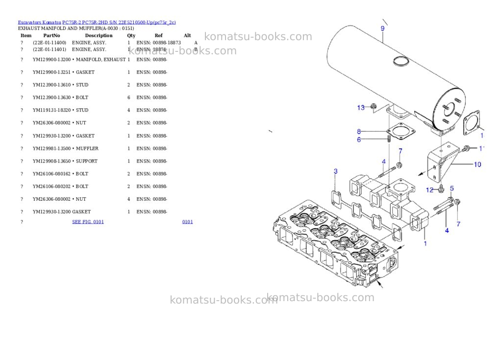 Komatsu pc75r-2 pc75r-2hd s/n 22e5210500-up Parts catalog cover Page 2 Komatsu pc75r-2 pc75r-2hd s/n 22e5210500-up Parts catalog cover Page 2