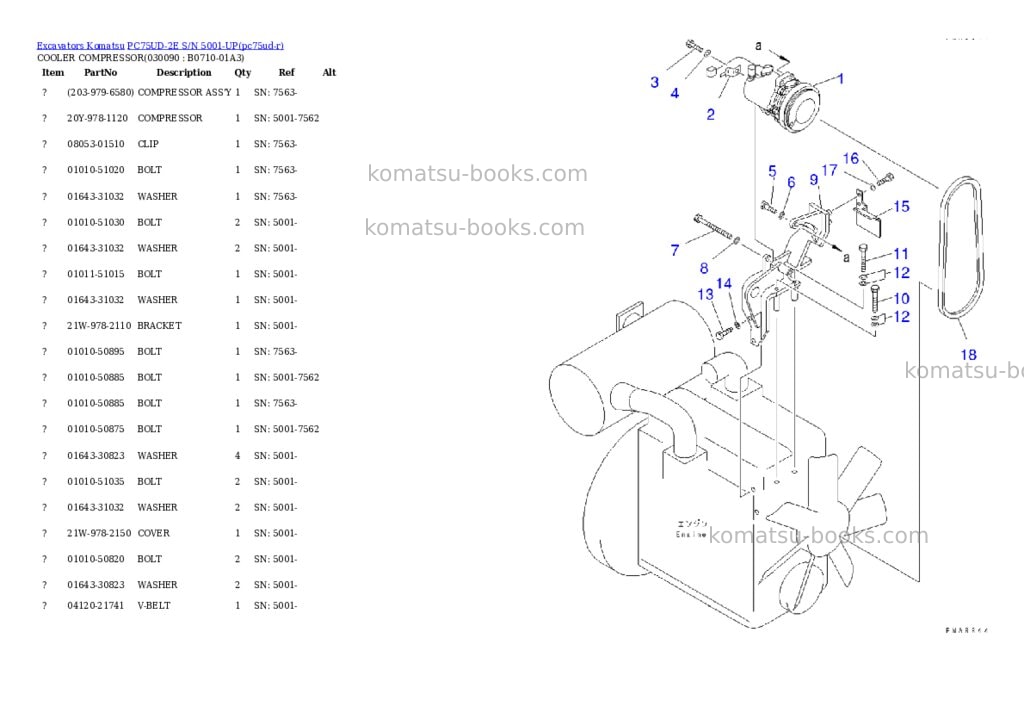 Komatsu pc75ud-2e s/n 5001-up Parts catalog cover Page 8 Komatsu pc75ud-2e s/n 5001-up Parts catalog cover Page 8