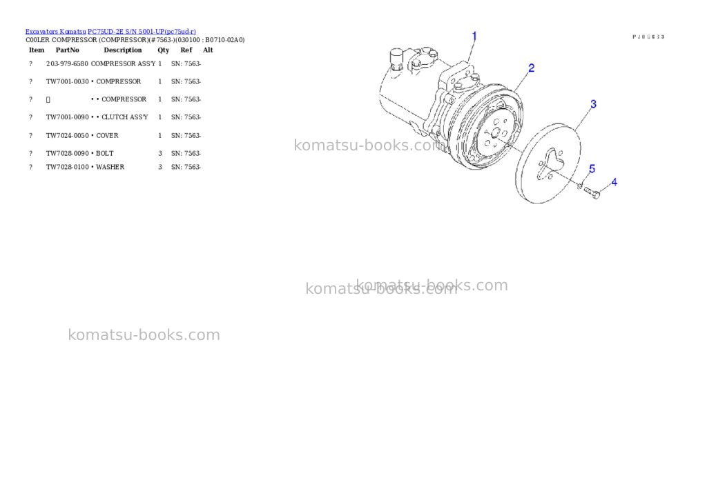 Komatsu pc75ud-2e s/n 5001-up Parts catalog cover Page 9 Komatsu pc75ud-2e s/n 5001-up Parts catalog cover Page 9