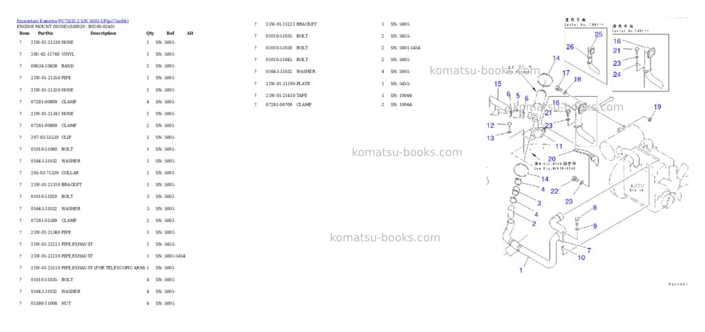 Komatsu pc75ud-2 s/n 5001-up Parts catalog cover