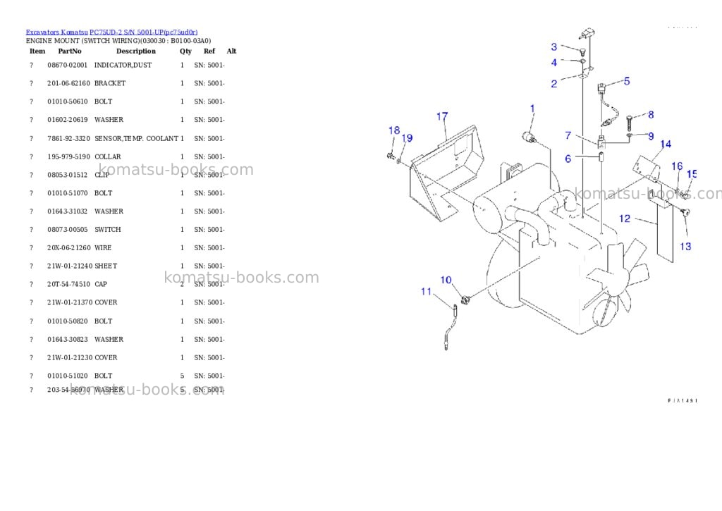 Komatsu pc75ud-2 s/n 5001-up Parts catalog cover Page 2