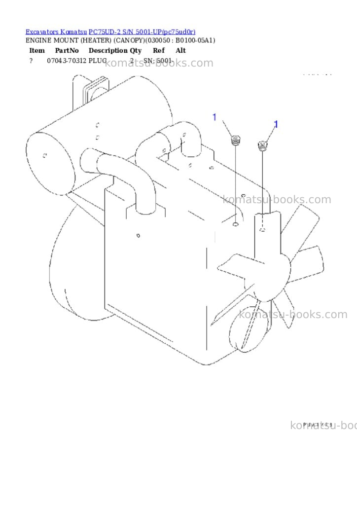 Komatsu pc75ud-2 s/n 5001-up Parts catalog cover Page 4