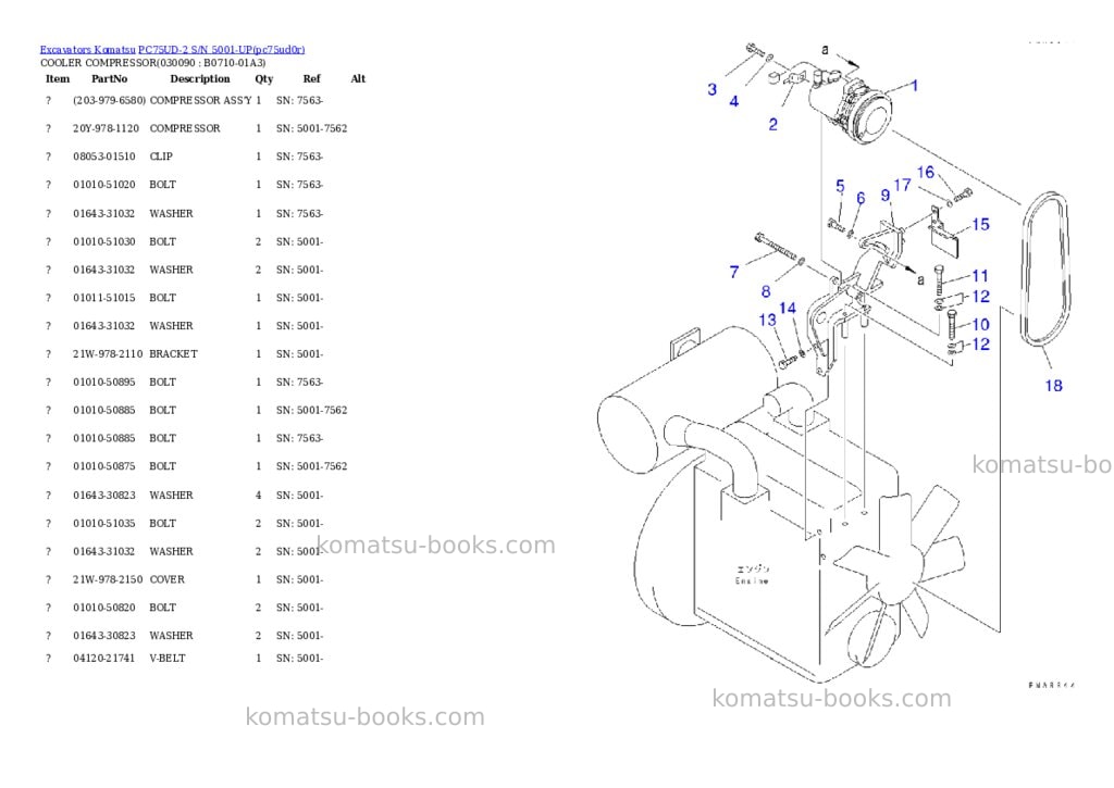 Komatsu pc75ud-2 s/n 5001-up Parts catalog cover Page 8