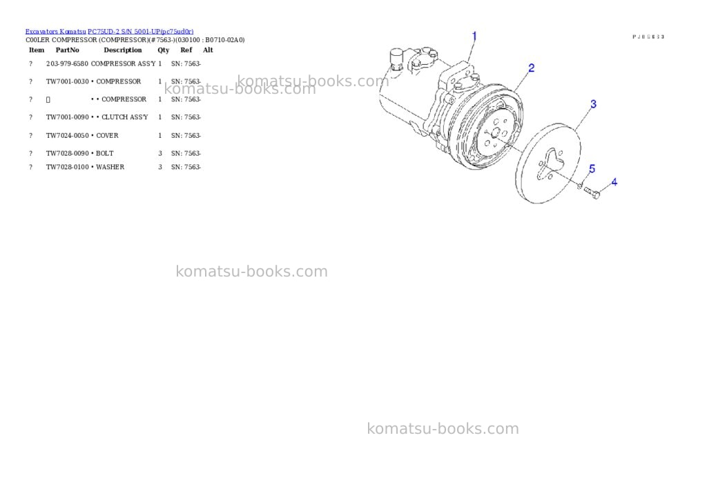 Komatsu pc75ud-2 s/n 5001-up Parts catalog cover Page 9