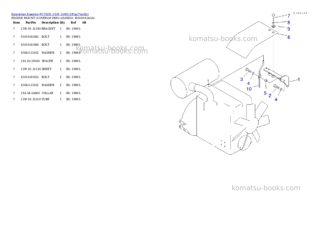 Komatsu pc75ud-3 s/n 15001-up Parts catalog cover Page 4 Komatsu pc75ud-3 s/n 15001-up Parts catalog cover Page 4
