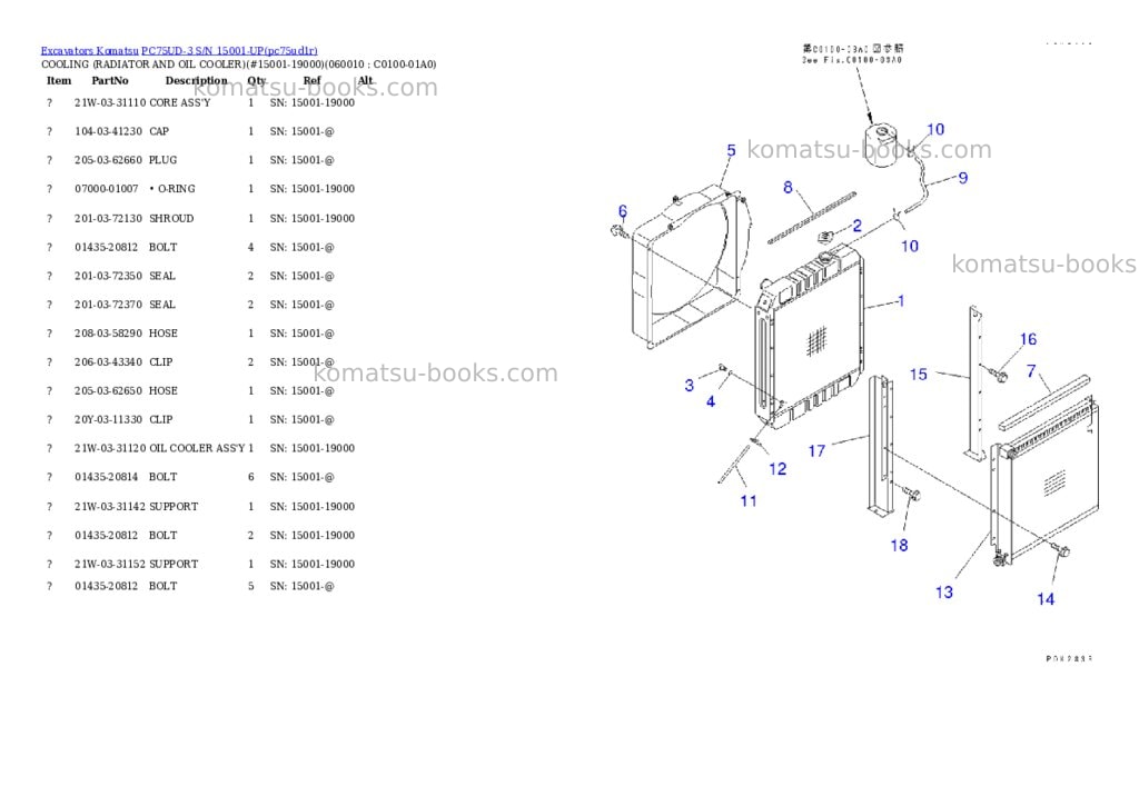Komatsu pc75ud-3 s/n 15001-up Parts catalog cover Page 7 Komatsu pc75ud-3 s/n 15001-up Parts catalog cover Page 7