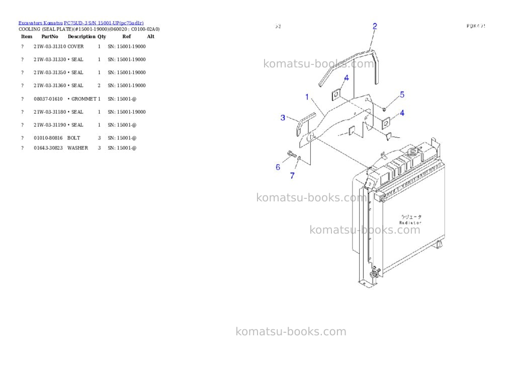 Komatsu pc75ud-3 s/n 15001-up Parts catalog cover Page 8 Komatsu pc75ud-3 s/n 15001-up Parts catalog cover Page 8