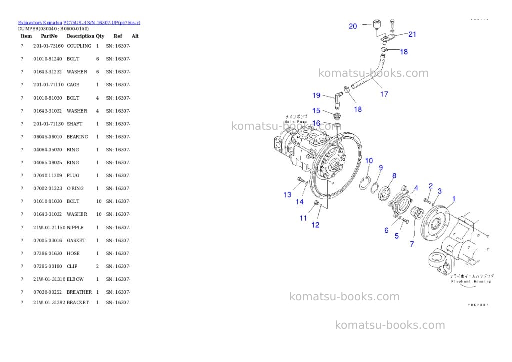 Komatsu pc75us-3 s/n 16307-up Parts catalog cover Page 3