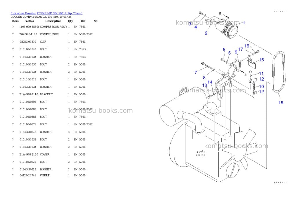 Komatsu pc75uu-2e s/n 5001-up Parts catalog cover Page 10 Komatsu pc75uu-2e s/n 5001-up Parts catalog cover Page 10
