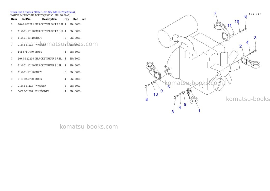 Komatsu pc75uu-2e s/n 5001-up Parts catalog cover Page 4 Komatsu pc75uu-2e s/n 5001-up Parts catalog cover Page 4