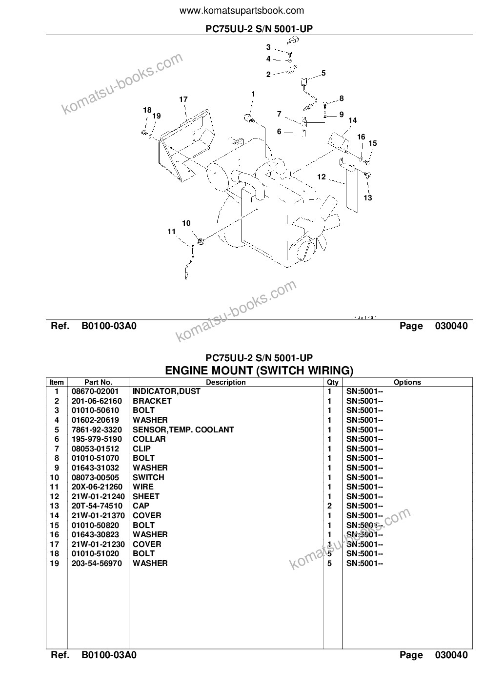 Komatsu pc75uu-2 s/n 5001-up Catálogo de piezas cover Page 7