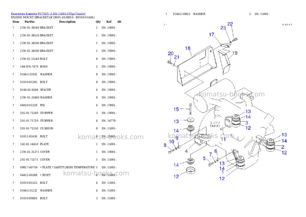 Komatsu PC75UU-3 S/N 15001-UP Parts catalog cover Komatsu PC75UU-3 S/N 15001-UP Parts catalog cover