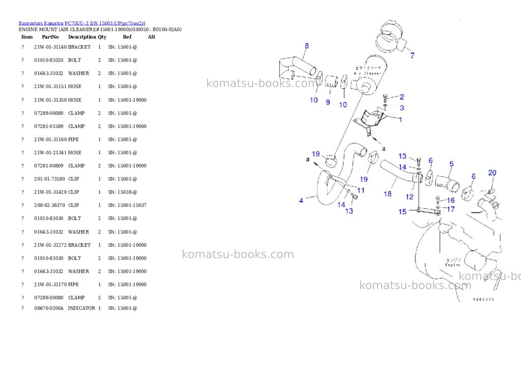 Komatsu PC75UU-3 S/N 15001-UP Parts catalog cover Page 4 Komatsu PC75UU-3 S/N 15001-UP Parts catalog cover Page 4