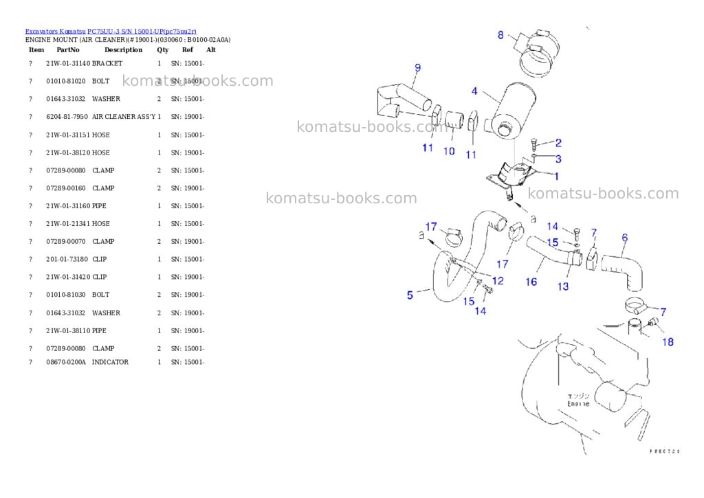Komatsu PC75UU-3 S/N 15001-UP Parts catalog cover Page 5 Komatsu PC75UU-3 S/N 15001-UP Parts catalog cover Page 5