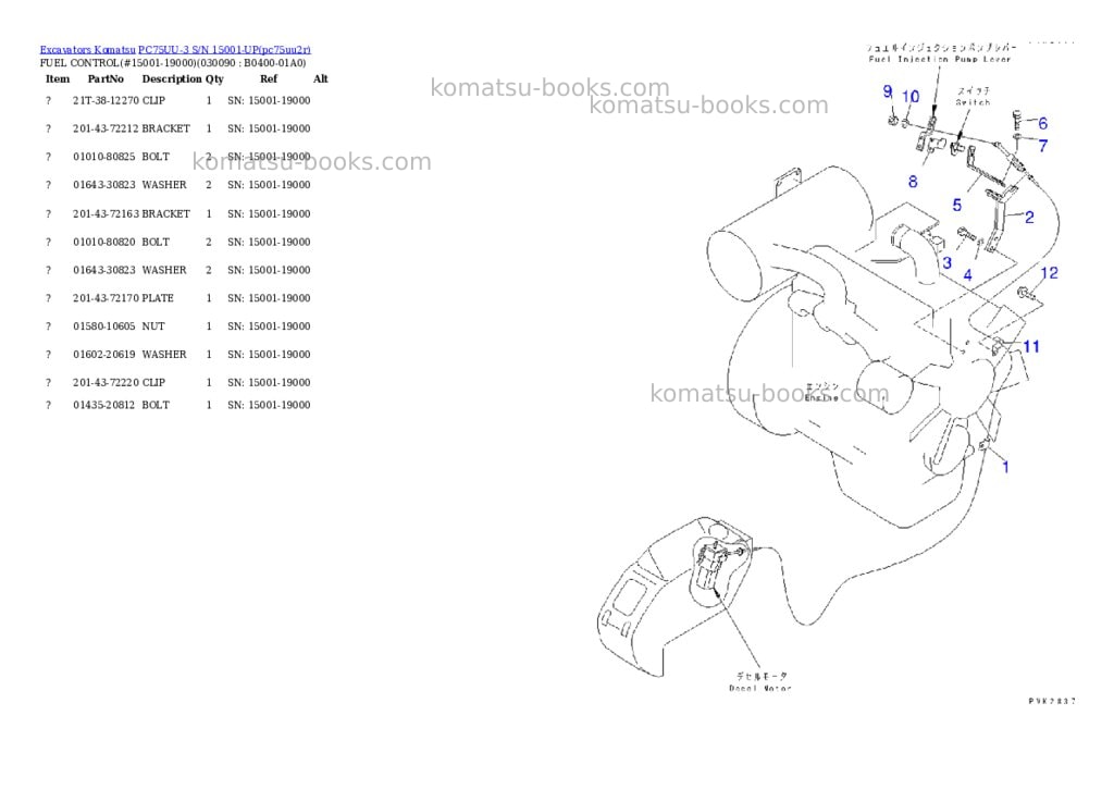 Komatsu PC75UU-3 S/N 15001-UP Parts catalog cover Page 8 Komatsu PC75UU-3 S/N 15001-UP Parts catalog cover Page 8