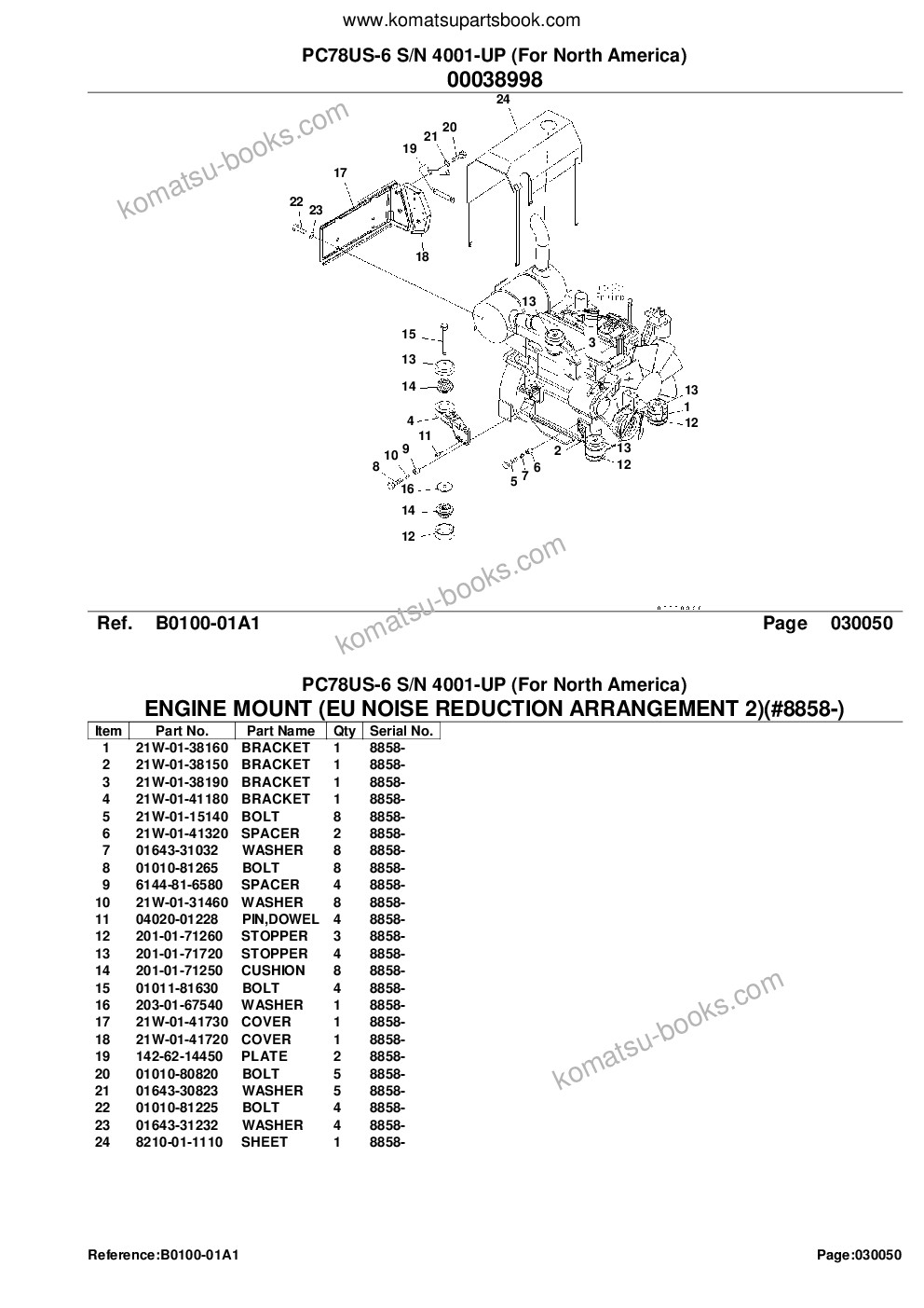 Komatsu PC78US-6 S/N 4001-UP (For North America) Parts catalog cover Page 7
