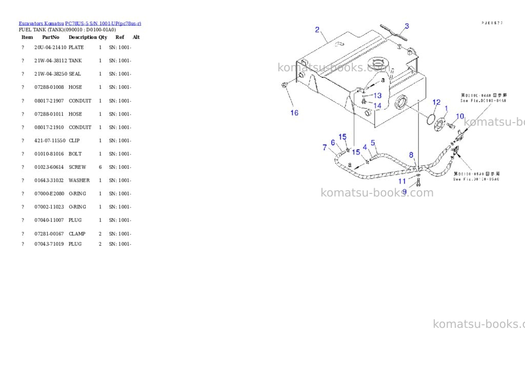 Komatsu pc78us-5 s/n 1001-up for north america Parts catalog cover Page 9