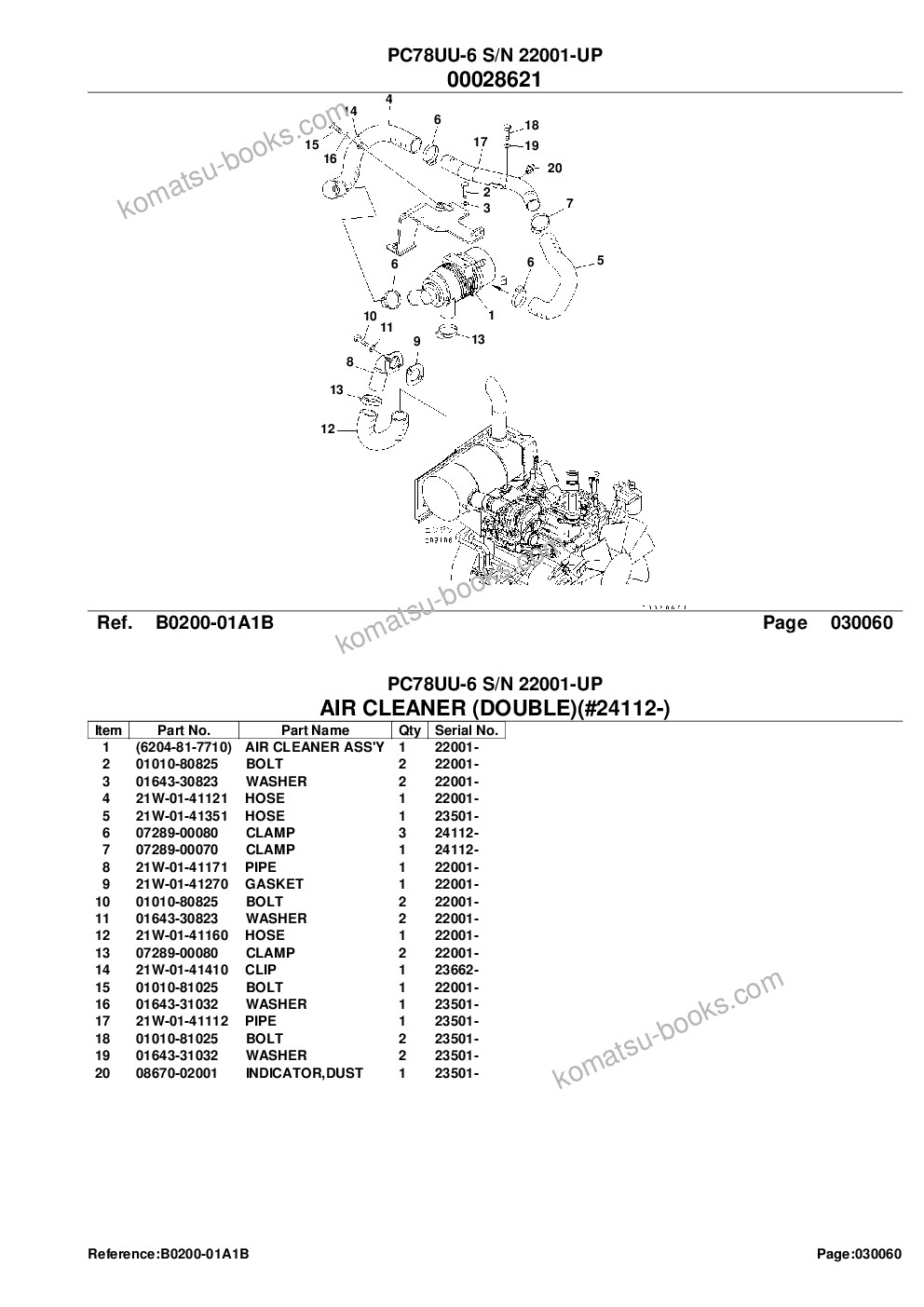 Komatsu pc78uu-6 s/n 22001-up Parts catalog cover Page 8 Komatsu pc78uu-6 s/n 22001-up Parts catalog cover Page 8
