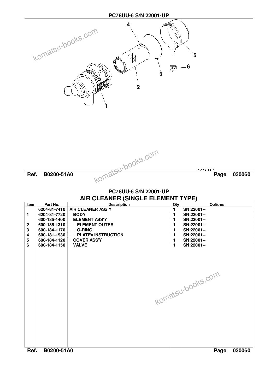 Komatsu PC78UU-6 S/N 22001-UP Parts catalog cover Page 8 Komatsu PC78UU-6 S/N 22001-UP Parts catalog cover Page 8