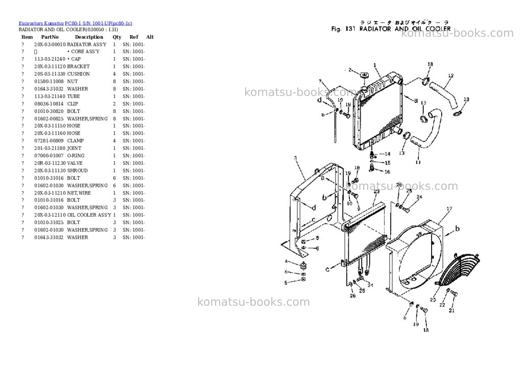 Komatsu pc80-1 s/n 1001-up Parts catalog cover Page 4 Komatsu pc80-1 s/n 1001-up Parts catalog cover Page 4