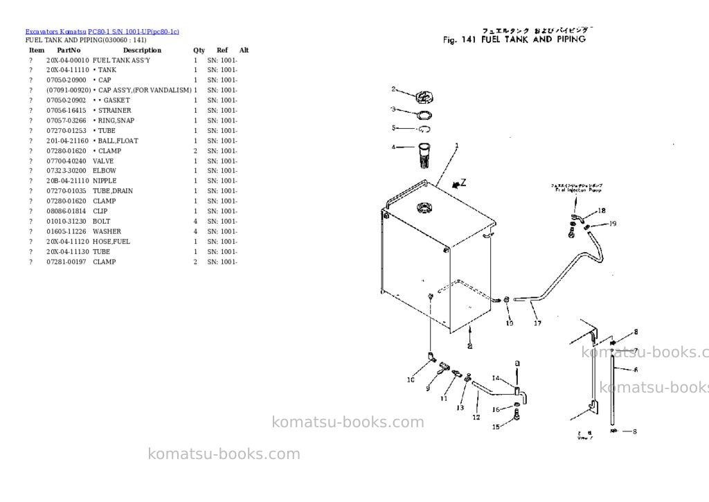 Komatsu pc80-1 s/n 1001-up Parts catalog cover Page 5 Komatsu pc80-1 s/n 1001-up Parts catalog cover Page 5