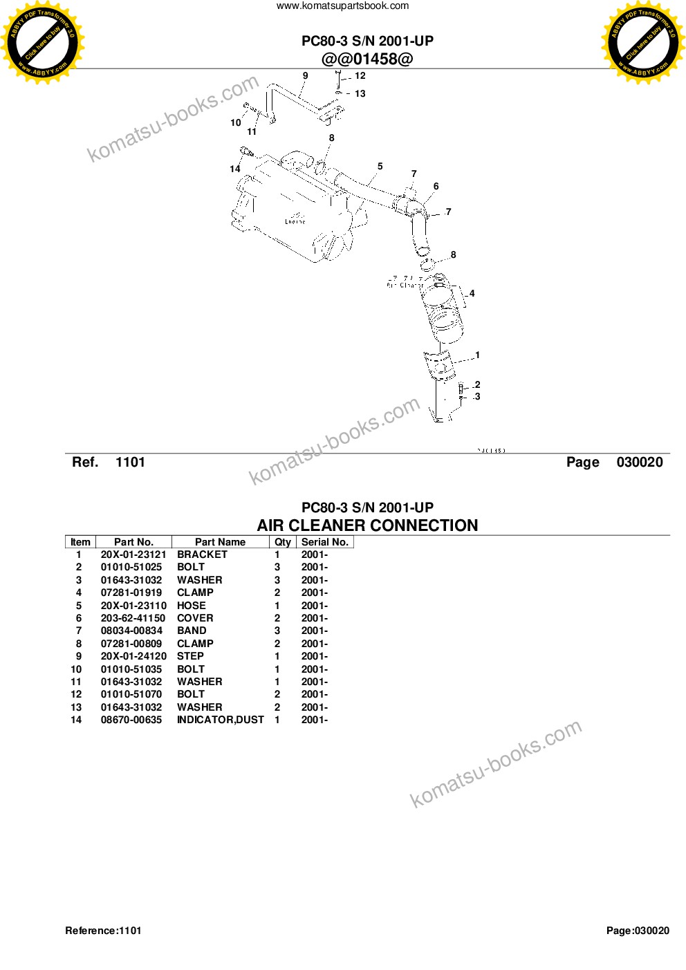 Komatsu PC80-3 S/N 2001-UP Parts catalog cover Page 4