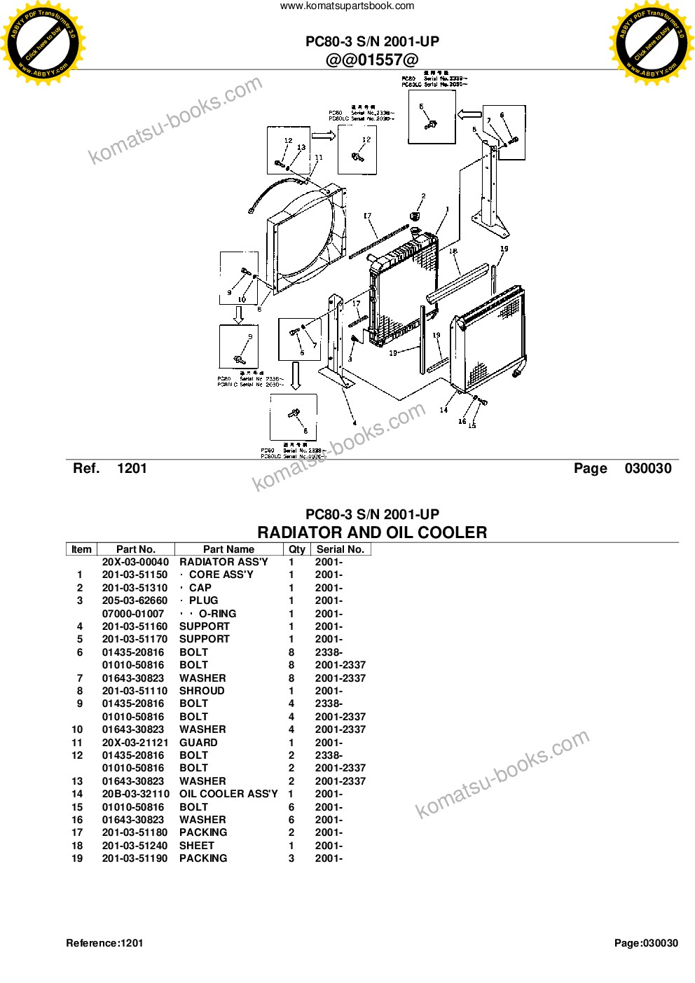 Komatsu PC80-3 S/N 2001-UP Parts catalog cover Page 5