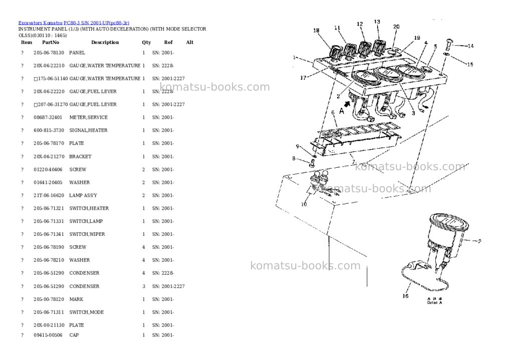Komatsu PC80-3 S/N 2001-UP Parts catalog cover Page 10