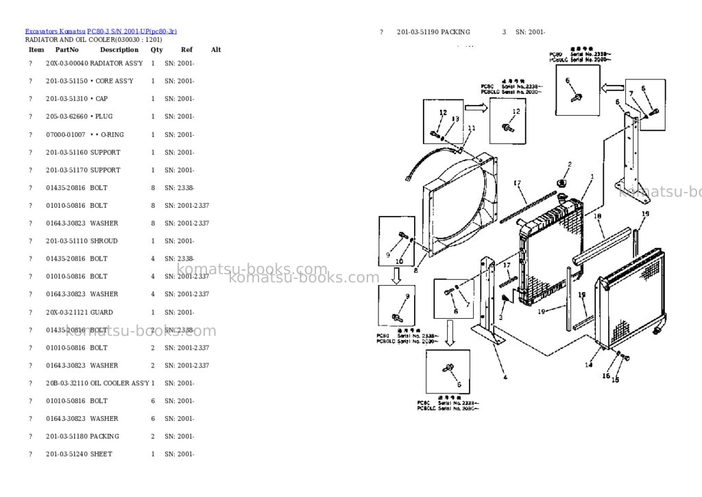 Komatsu PC80-3 S/N 2001-UP Parts catalog cover Page 2