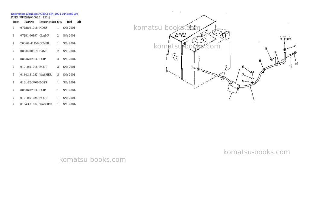 Komatsu PC80-3 S/N 2001-UP Parts catalog cover Page 4