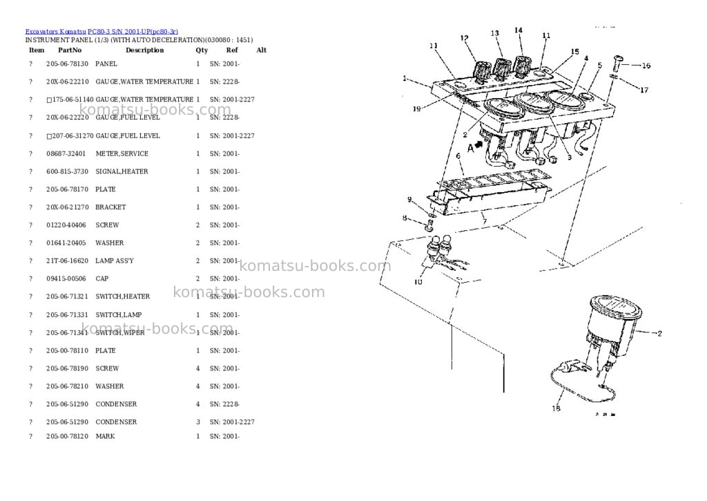 Komatsu PC80-3 S/N 2001-UP Parts catalog cover Page 7