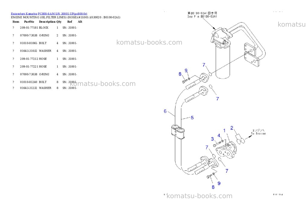 Komatsu pc800-6-am s/n 30001-up Parts catalog cover Komatsu pc800-6-am s/n 30001-up Parts catalog cover