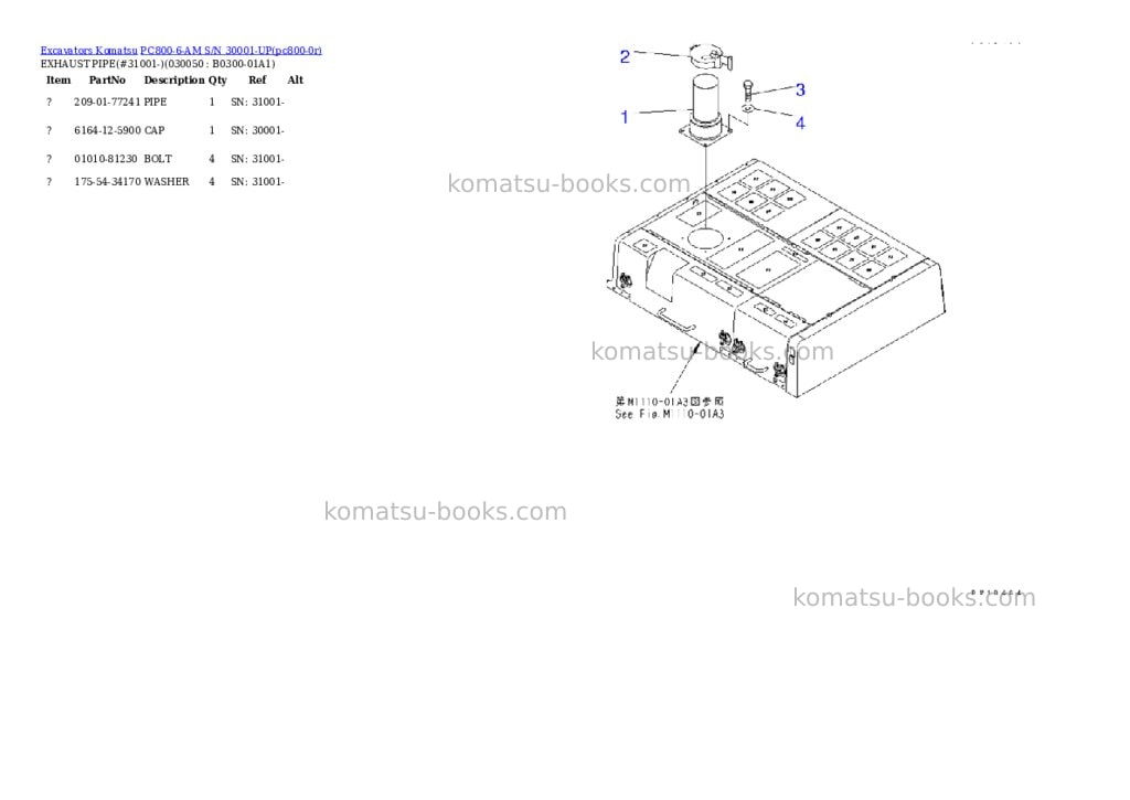 Komatsu pc800-6-am s/n 30001-up Parts catalog cover Page 4 Komatsu pc800-6-am s/n 30001-up Parts catalog cover Page 4