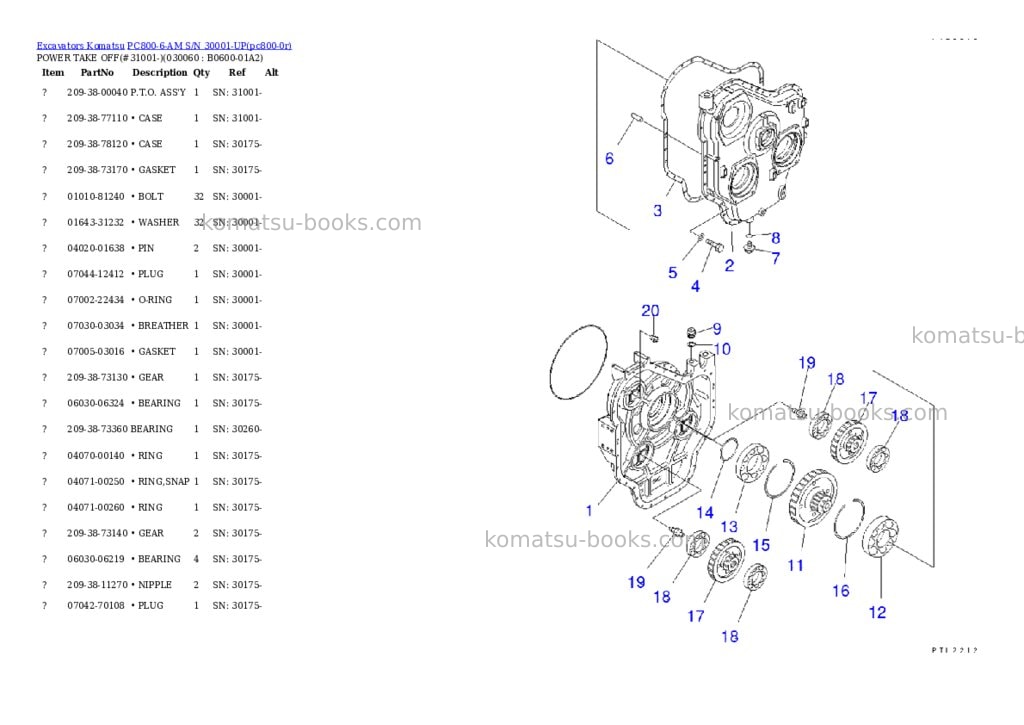 Komatsu pc800-6-am s/n 30001-up Parts catalog cover Page 5 Komatsu pc800-6-am s/n 30001-up Parts catalog cover Page 5