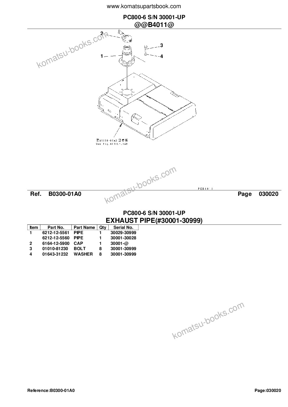 Komatsu pc800-6 s/n 30001-up Parts catalog cover Page 4 Komatsu pc800-6 s/n 30001-up Parts catalog cover Page 4