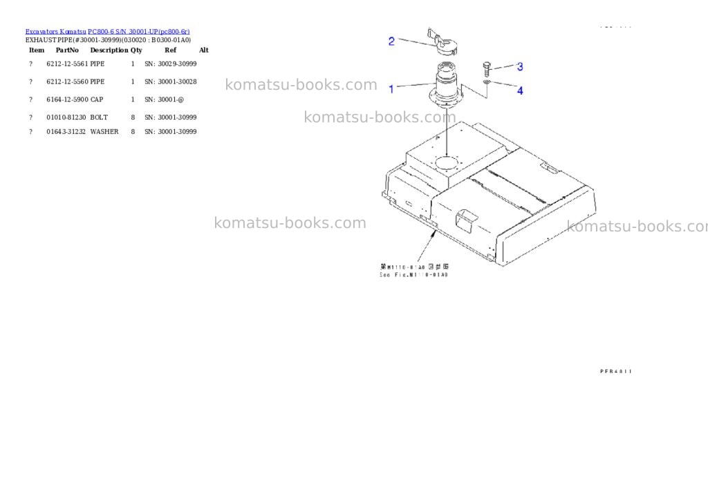 Komatsu PC800-6 S/N 30001-UP Parts catalog cover Komatsu PC800-6 S/N 30001-UP Parts catalog cover