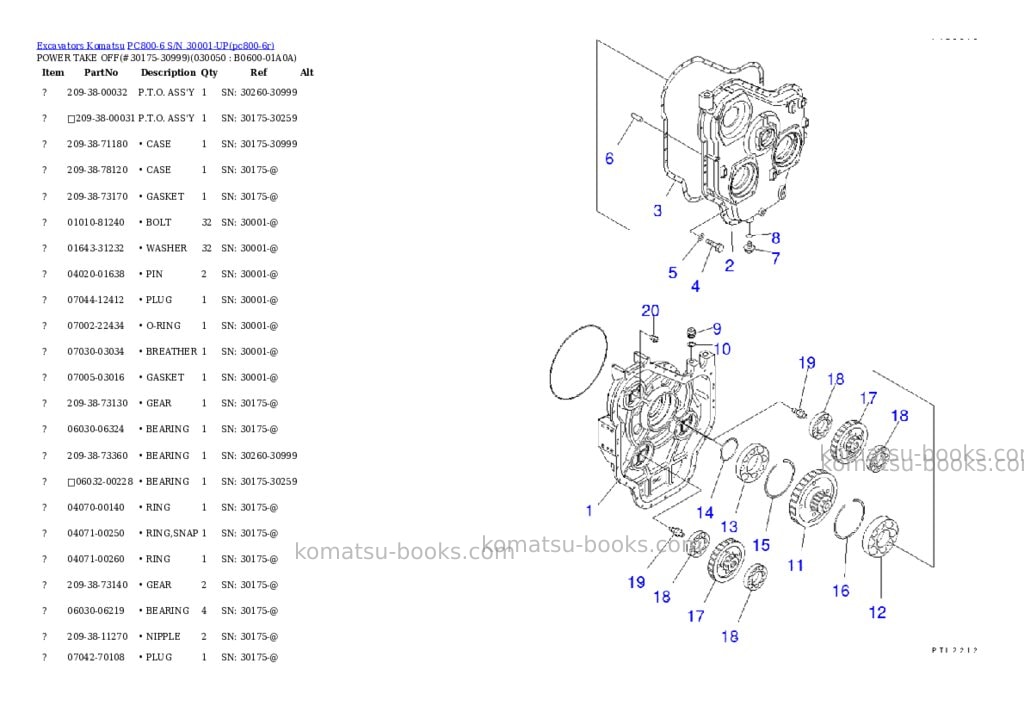 Komatsu PC800-6 S/N 30001-UP Parts catalog cover Page 4 Komatsu PC800-6 S/N 30001-UP Parts catalog cover Page 4
