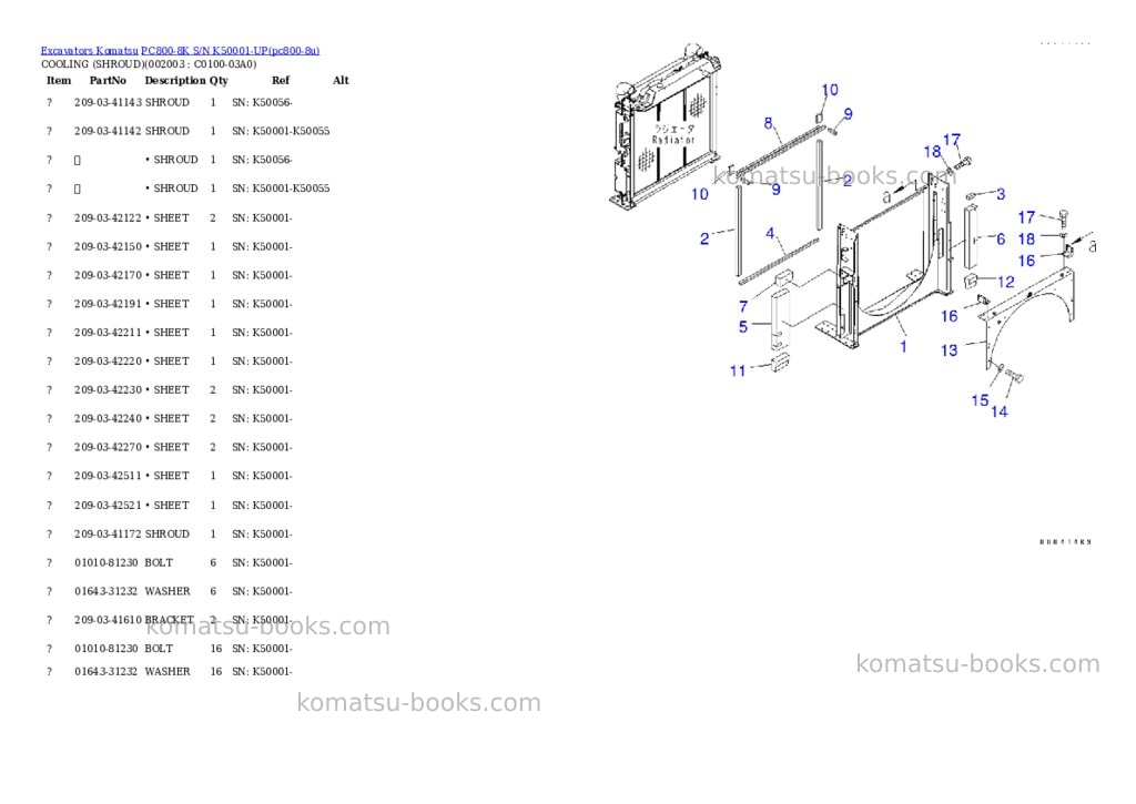 Komatsu pc800-8k s/n k50001-up Parts catalog cover Page 10 Komatsu pc800-8k s/n k50001-up Parts catalog cover Page 10