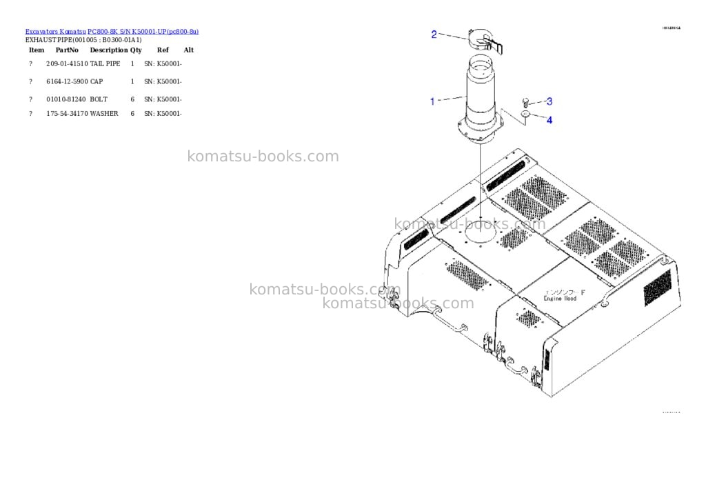 Komatsu pc800-8k s/n k50001-up Parts catalog cover Page 4 Komatsu pc800-8k s/n k50001-up Parts catalog cover Page 4