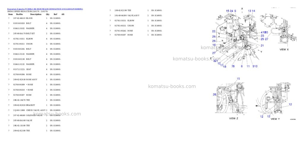 Komatsu pc800lc-8k high reach demolition s/n k50001 Parts catalog cover Page 10
