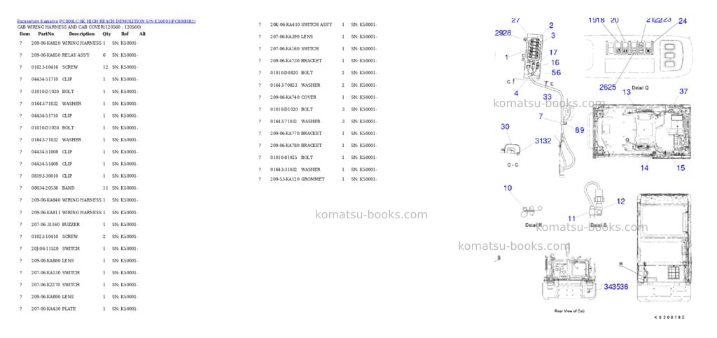 Komatsu pc800lc-8k high reach demolition s/n k50001 Parts catalog cover Page 3