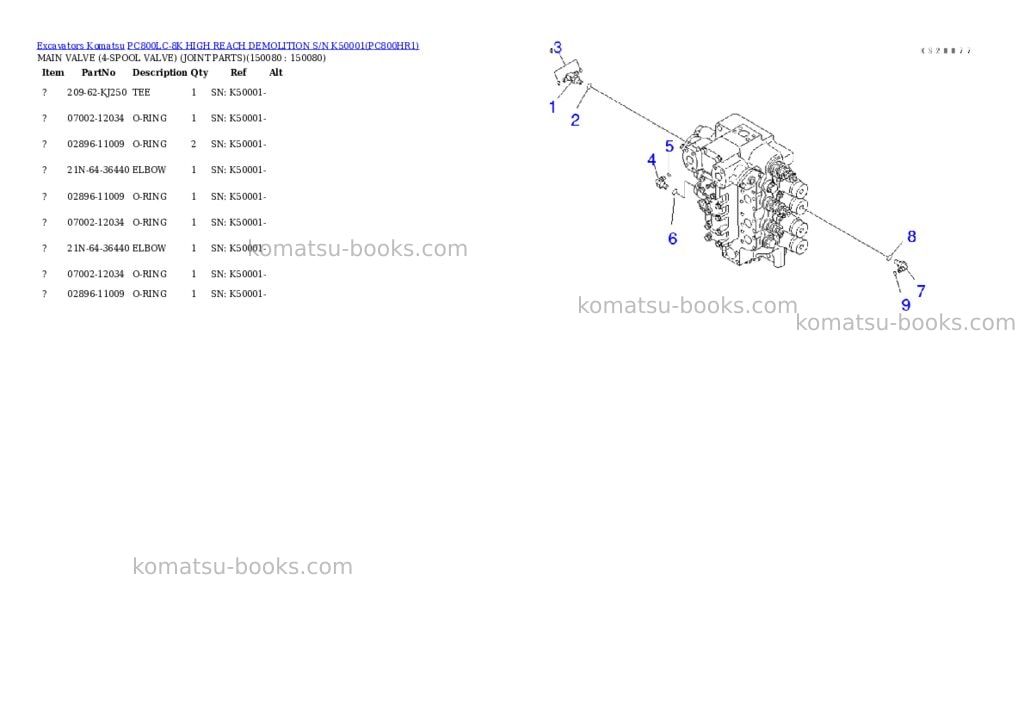 Komatsu pc800lc-8k high reach demolition s/n k50001 Parts catalog cover Page 5