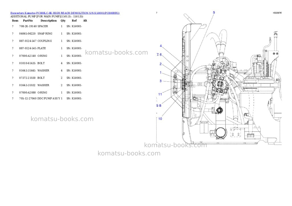 Komatsu pc800lc-8k high reach demolition s/n k50001 Parts catalog cover Page 7