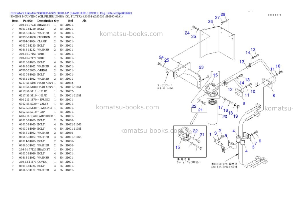 Komatsu PC800SE-6 S/N 30001-UP (SAA6D140E-3 (TIER 2) Eng. Installed) Parts catalog cover Page 2